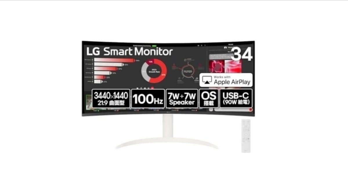 LG 34インチ曲面モニター TYPE-C給電可！ LGの34インチモニターって
