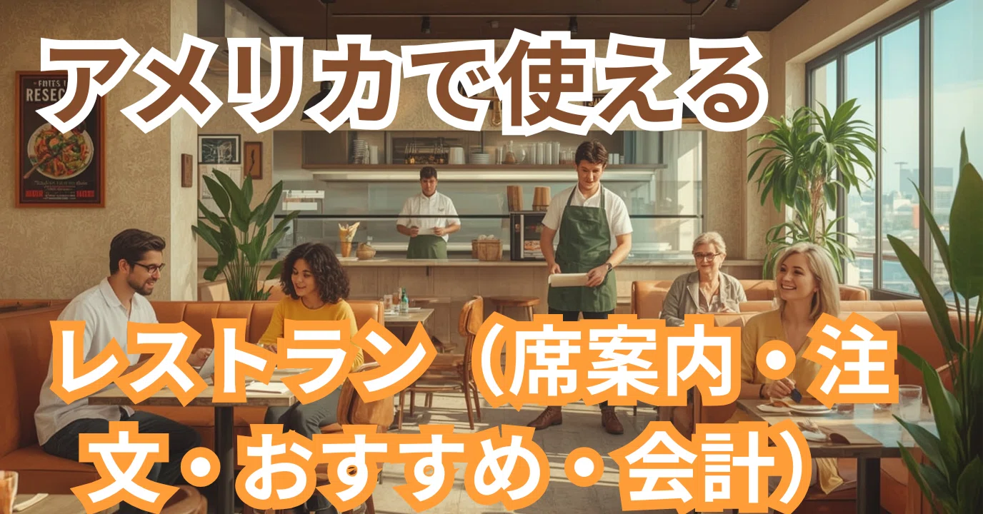 アメリカで使えるレストラン（席案内・注文・おすすめ・会計）の
