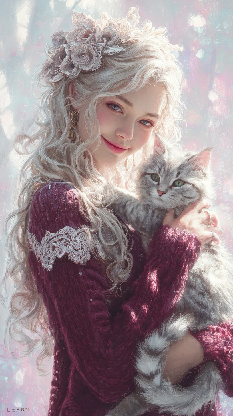 AIイラスト♡猫を抱く女の子｜aki