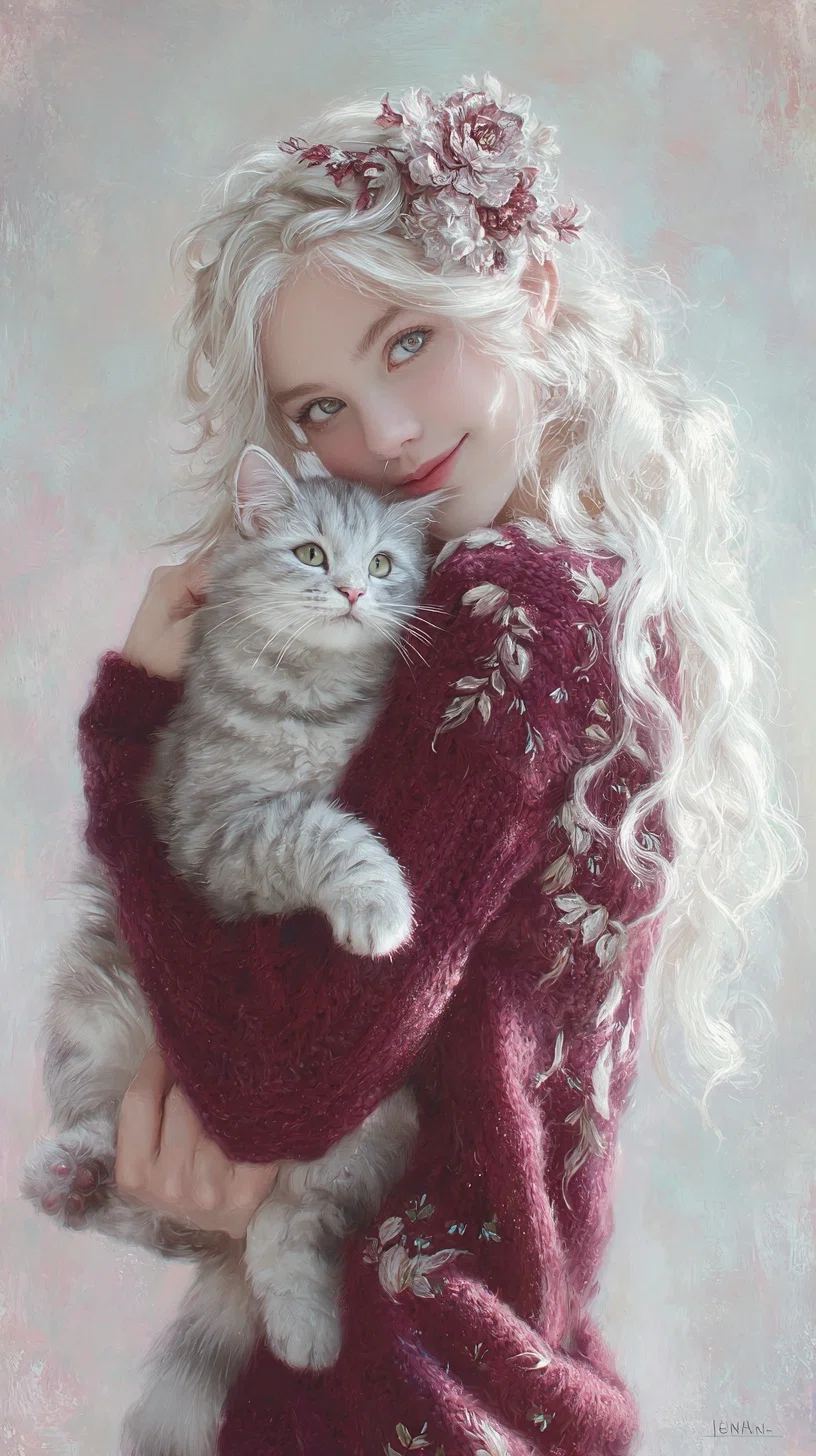 AIイラスト♡猫を抱く女の子｜aki