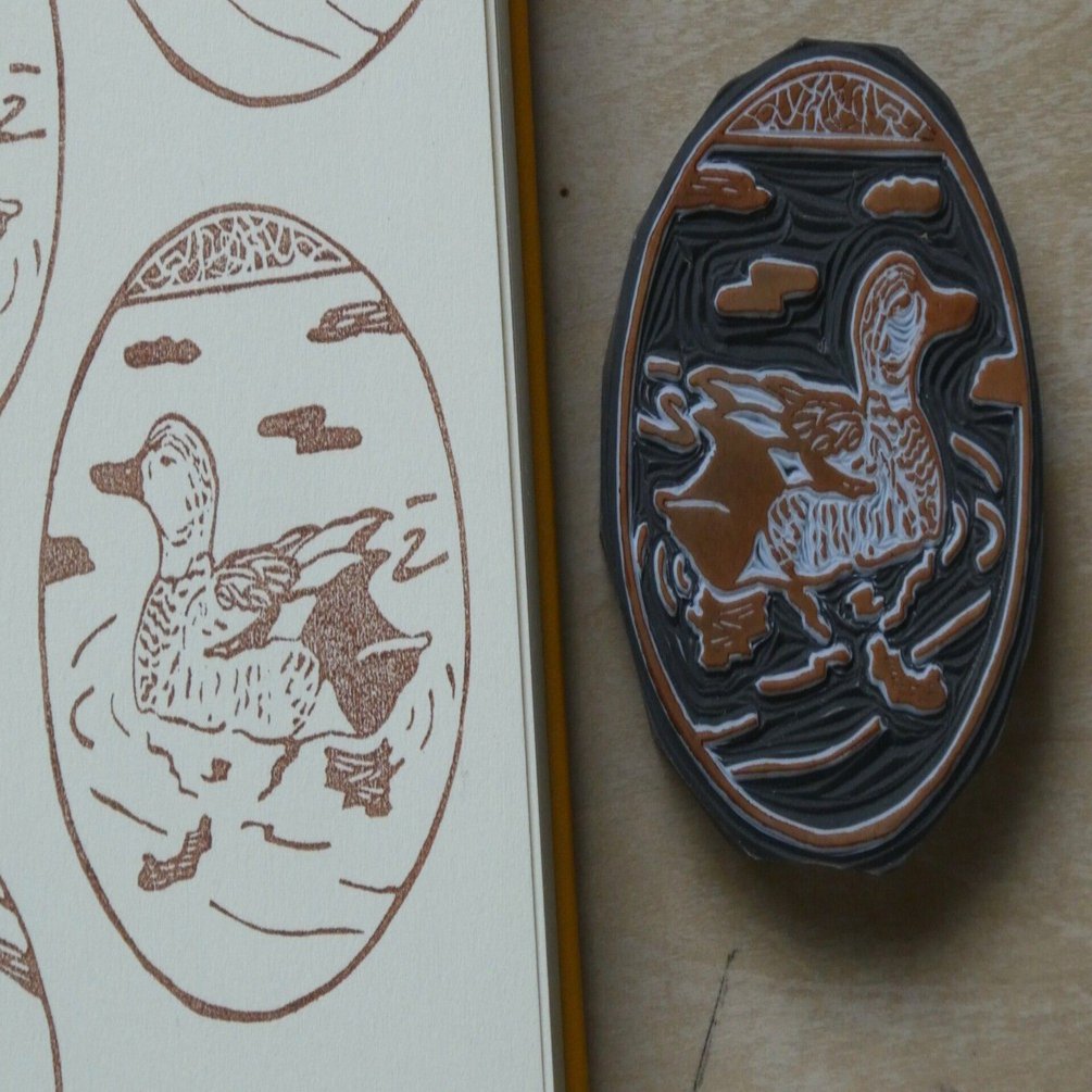 豆袋の野鳥印（その35）11月『オカヨシガモ』｜余白珈琲／張子工房よは