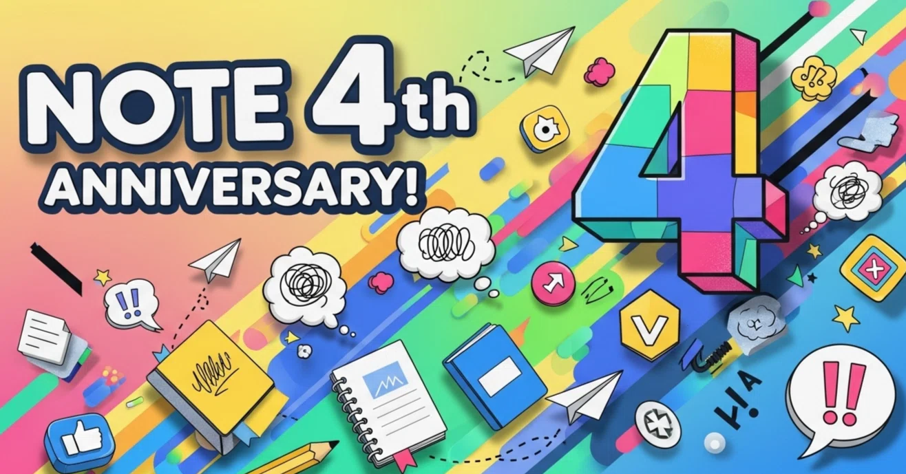 noteを始めて4周年（毎週投稿のキセキ）｜tacoyaky