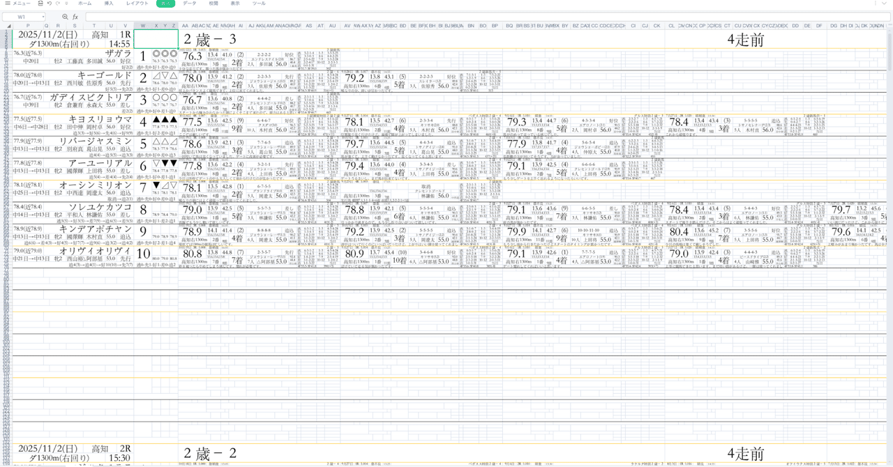 高知競馬2025/11/2(日)第14回土佐秋月賞 全レース掲載40走