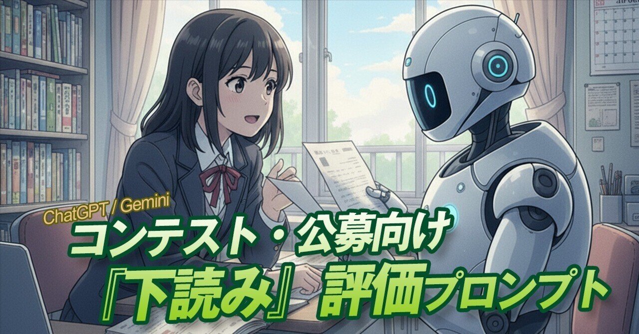 コンテスト・公募向け『下読み』評価プロンプト（長編・短編）｜かんな