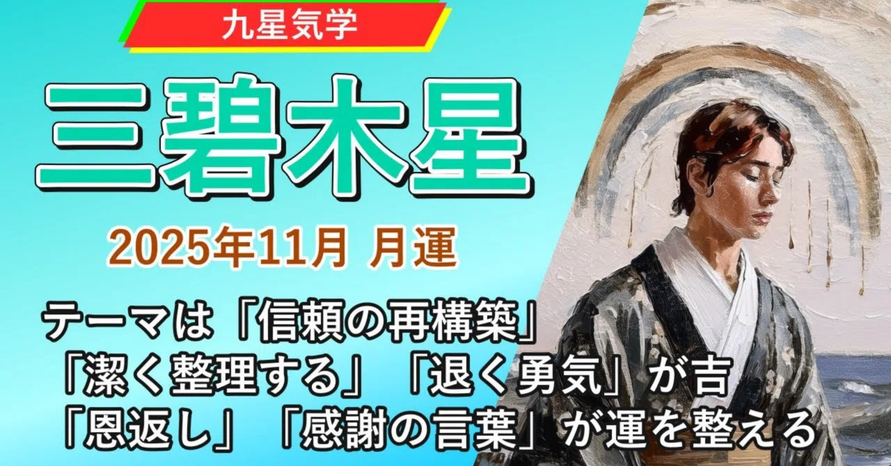 九星気学】三碧木星の2025年11月(11/7～12/6)の月の運勢｜井上 こうき