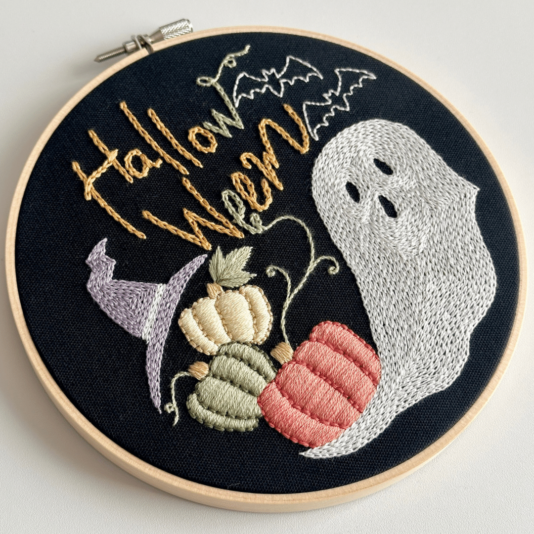 【絶版品】 ハロウィン　刺繍パッチ1 PDF図案【Happy Halloween！】修正済み｜はなこまち/刺繍作家