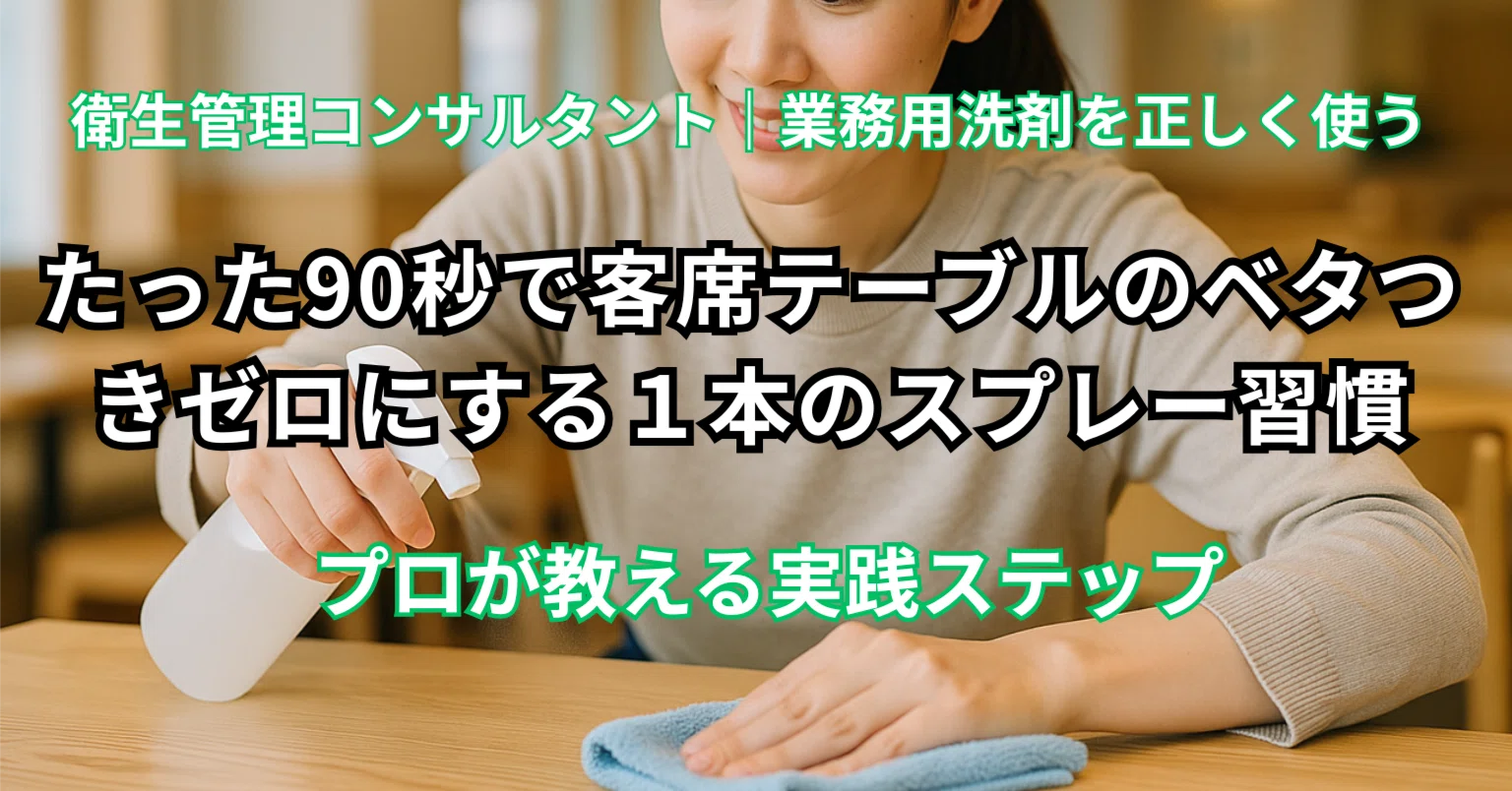 たった90秒で客席テーブルのベタつきゼロにする1本のスプレー習慣