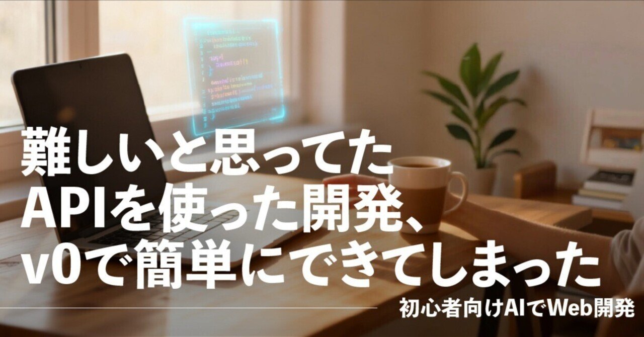難しいと思ってたAPIを使った開発、v0で簡単にできてしまった [初心者