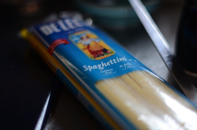 パスタはスパゲティーニを使用。ディチェコが好き
