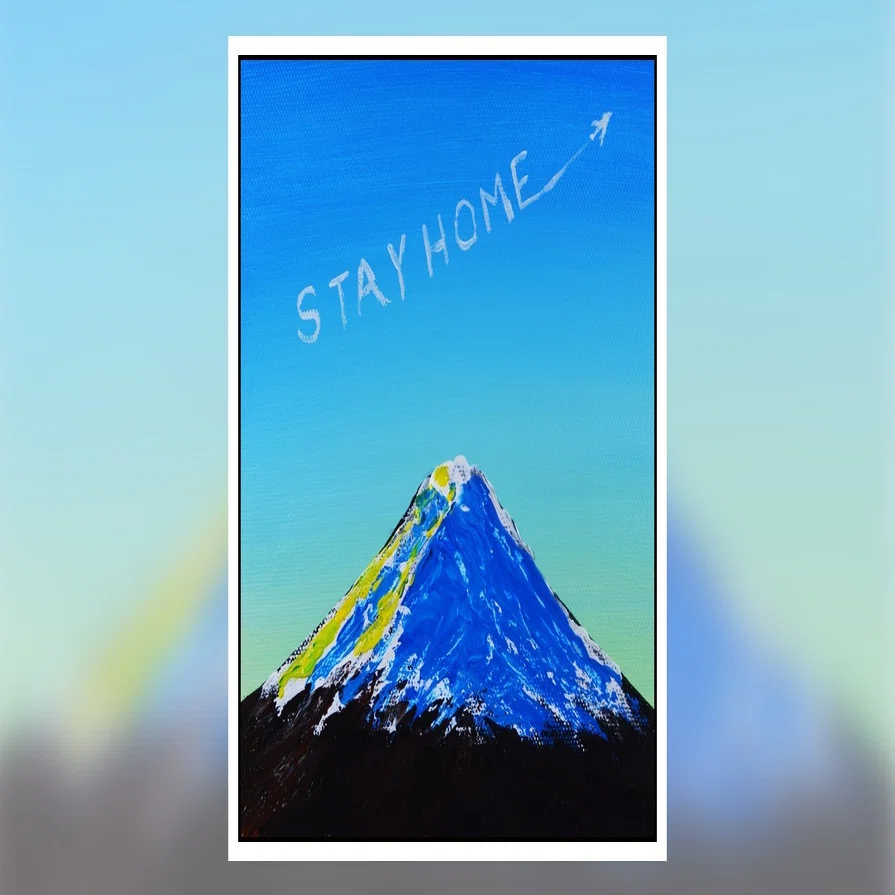 アクリル絵の具を使用した富士山の描き方 STAY HOME / 初心者が簡単に 