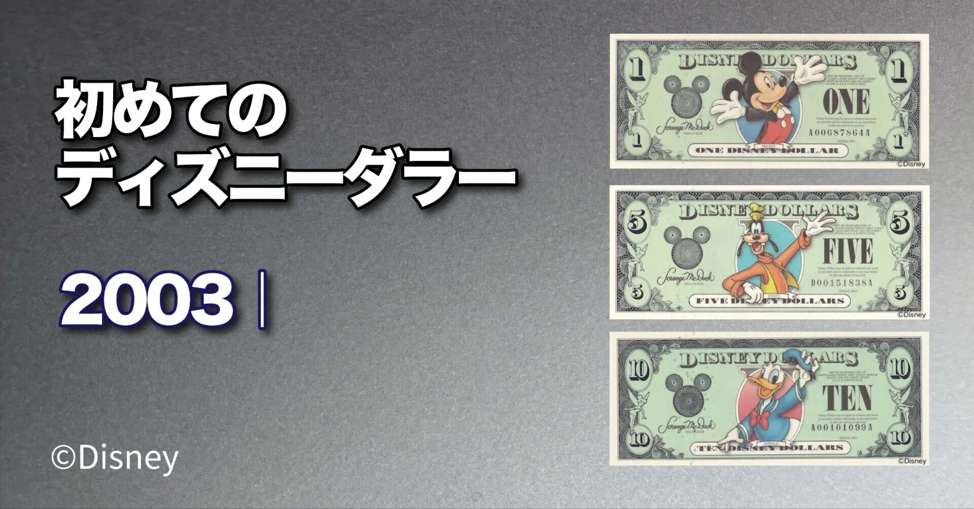 初めてのDダラー】 2003年版ディズニーダラーの紙幣を徹底紹介 初めてのDダラー】 2003年版ディズニーダラーの紙幣を徹底紹介