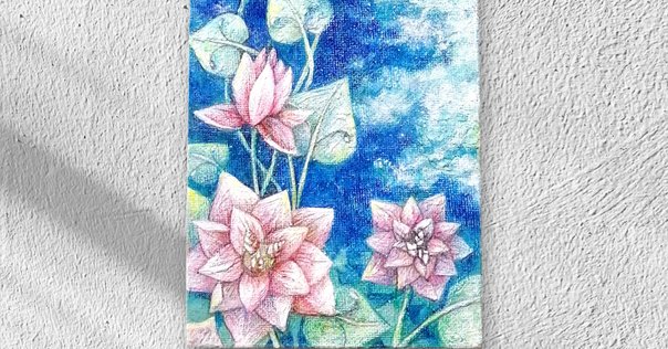 水彩画 『フウセントウワタ&トルコ桔梗』｜多会子