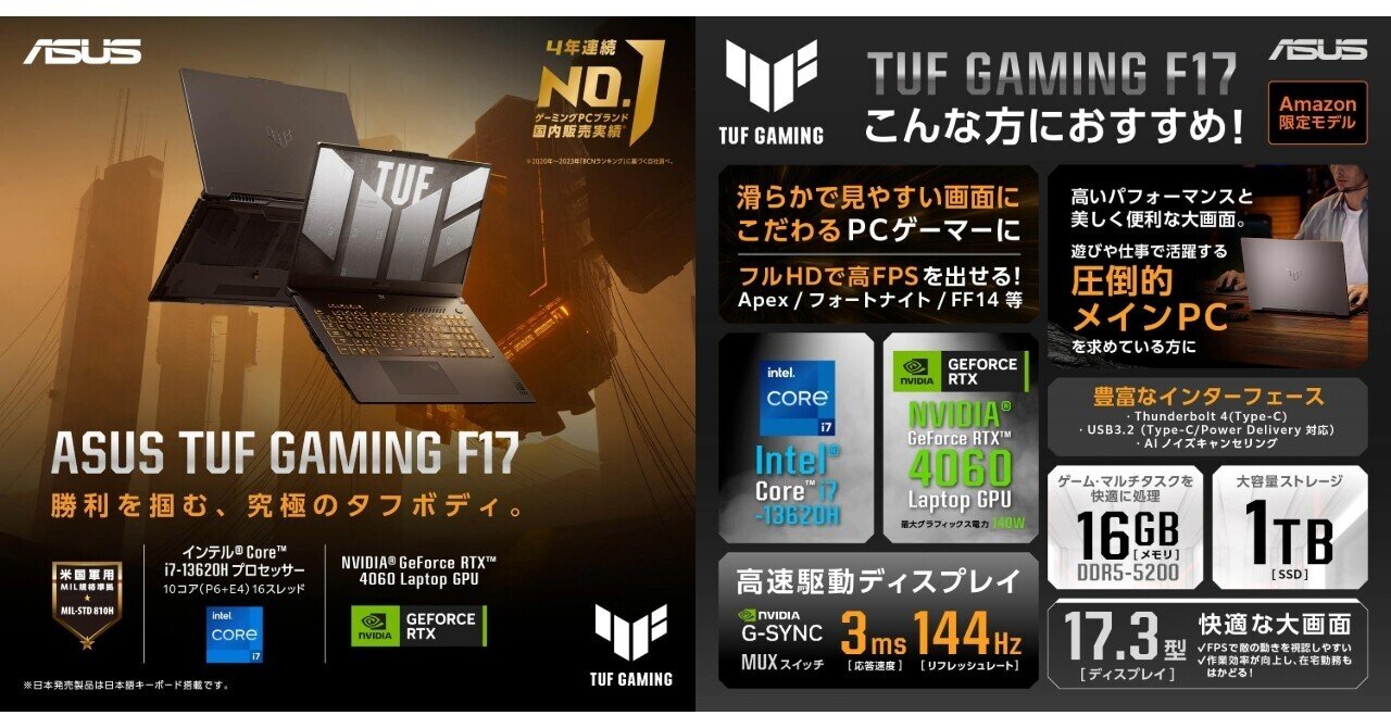 TUF F17(FX707VV)は動画編集に使える？17.3型大画面の真価｜ピカイチ