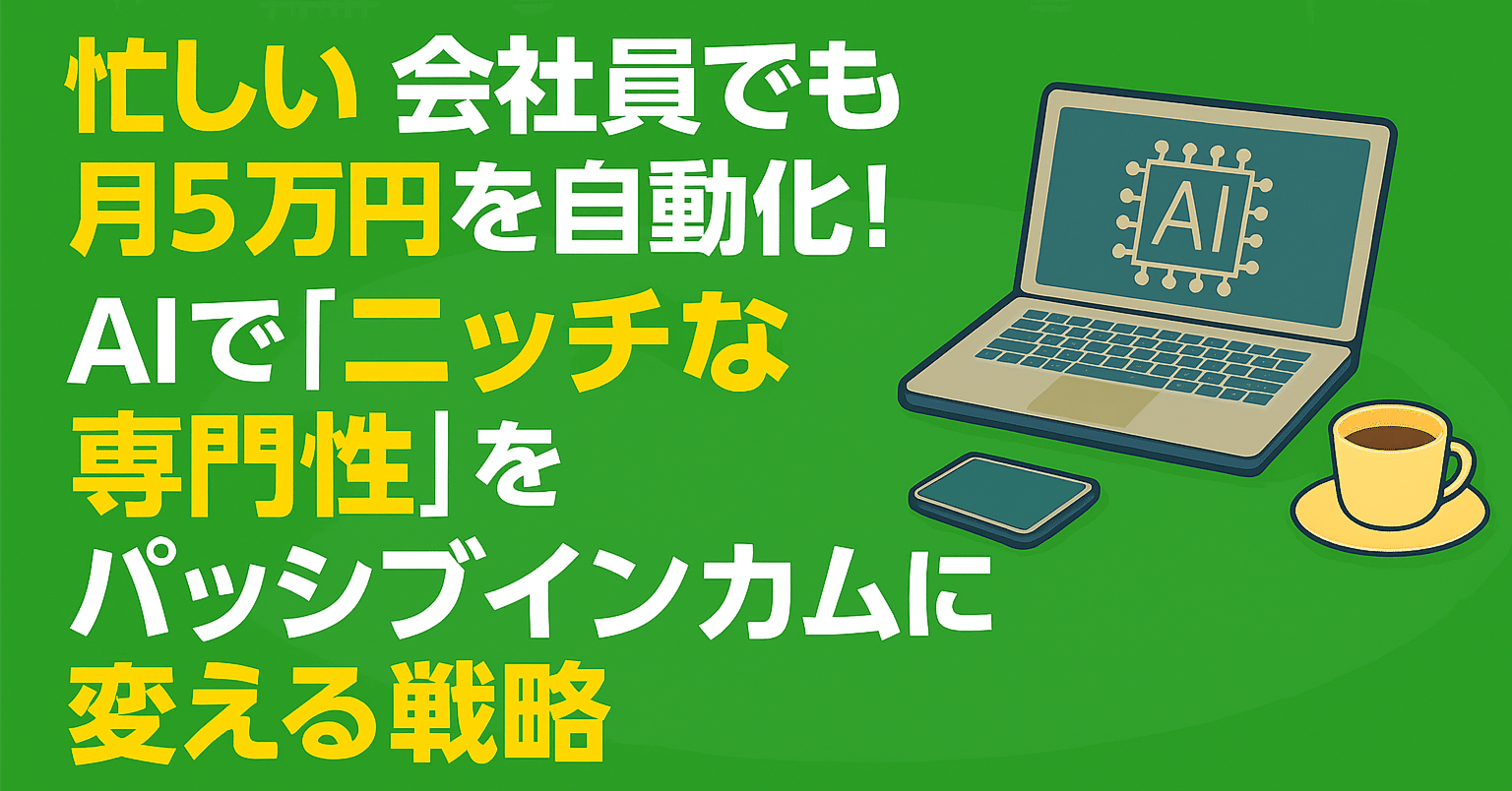 無料公開】【保存版】忙しい会社員でも月5万円を自動化！AIで「ニッチな専門性」をパッシブインカム に変える戦略（2025年最新）｜J｜AI×仕組み化で、再現できるマネタイズとスキルを磨く実践note