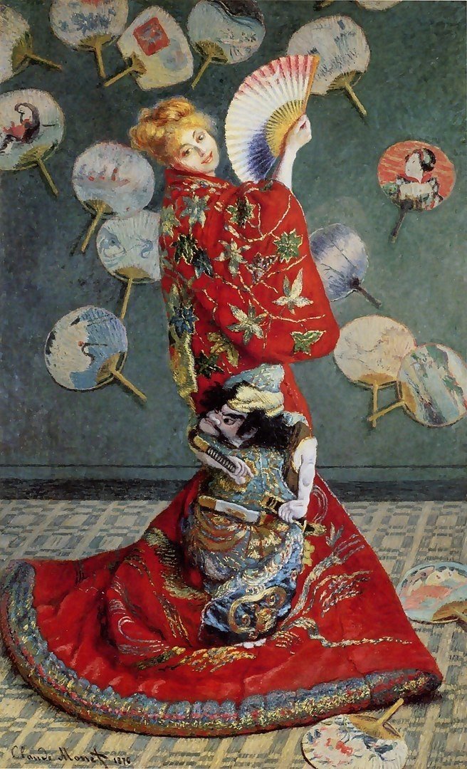 1876『ラ・ジャポネーズ』656px-Claude_Monet-Madame_Monet_en_costume_japonais