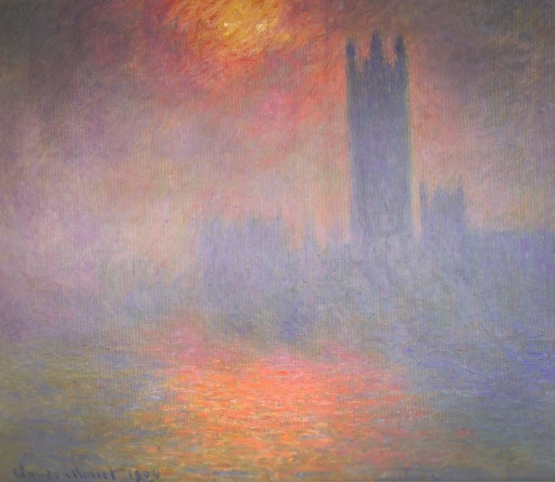 1904『ロンドン、国会議事堂：霧に透けて見える太陽』Claude_Monet_015