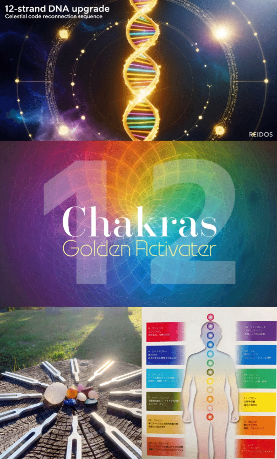 DNAヒーリング、チャクラ、サウンドセラピー、Keep Body、Mind、Spirit