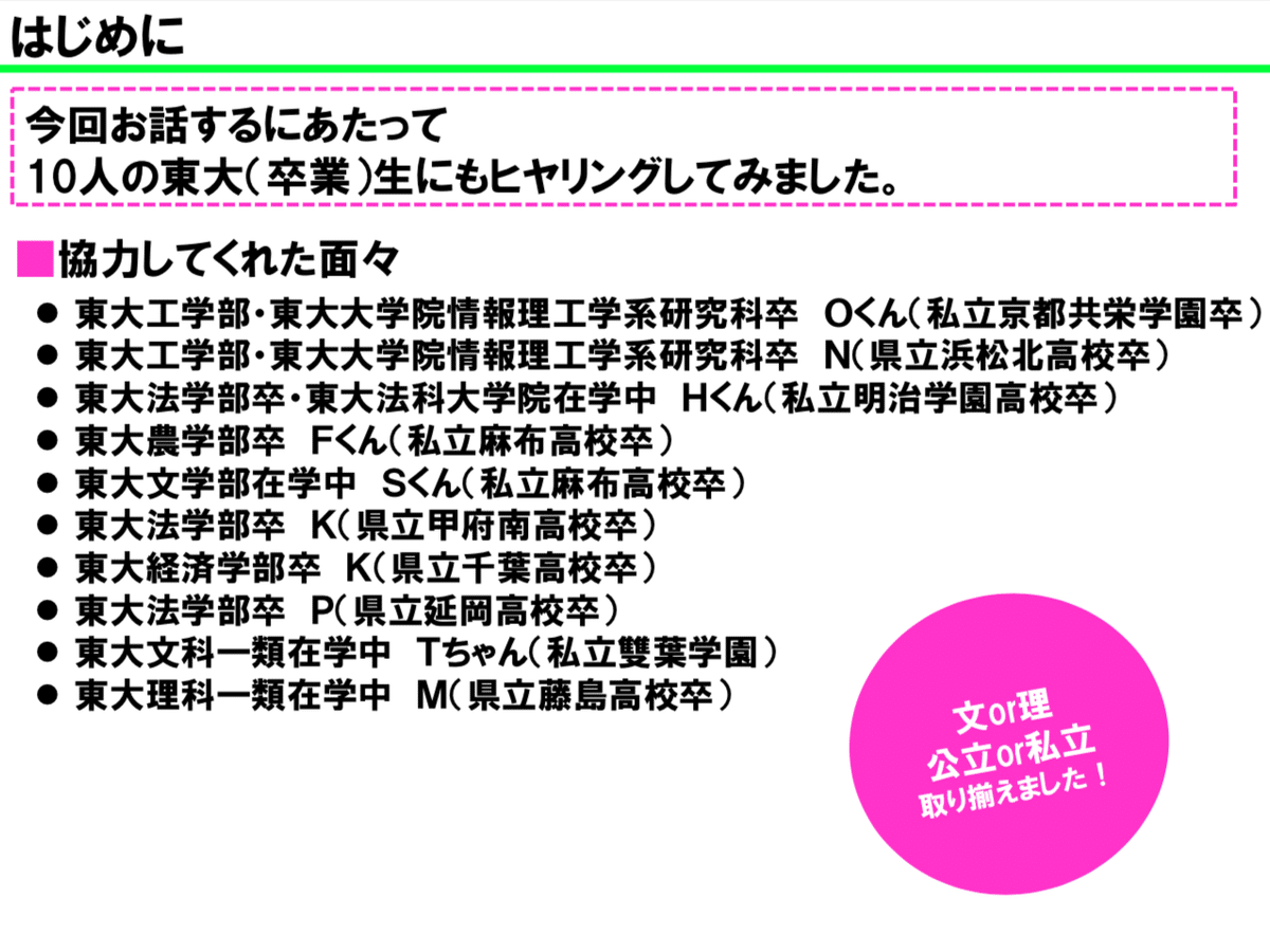 地方公立校から難関大をめざす受験生に向けて。（7年前に母校で講演