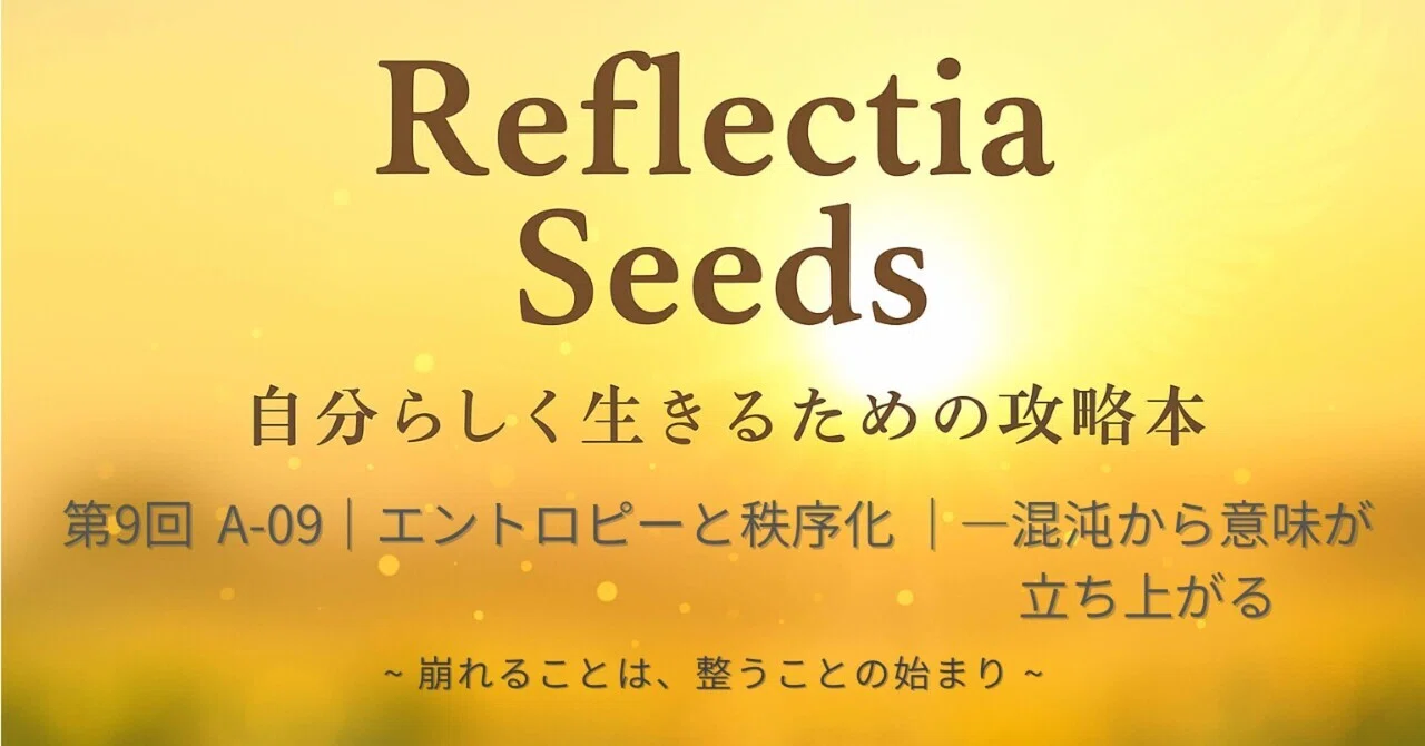 🌌 Reflectia Seeds A-09｜エントロピーと秩序化 ― 混沌から意味が立ち上がる｜ともるナース｜人と場を整える社労士ナース。