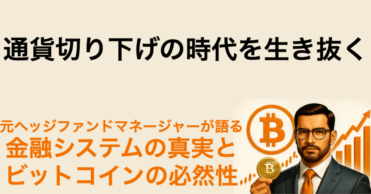 👤通貨切り下げの時代を生き抜く：元ヘッジファンドマネージャーが語る金融システムの真実とビットコインの必然性｜ビットコイン一本リーマン