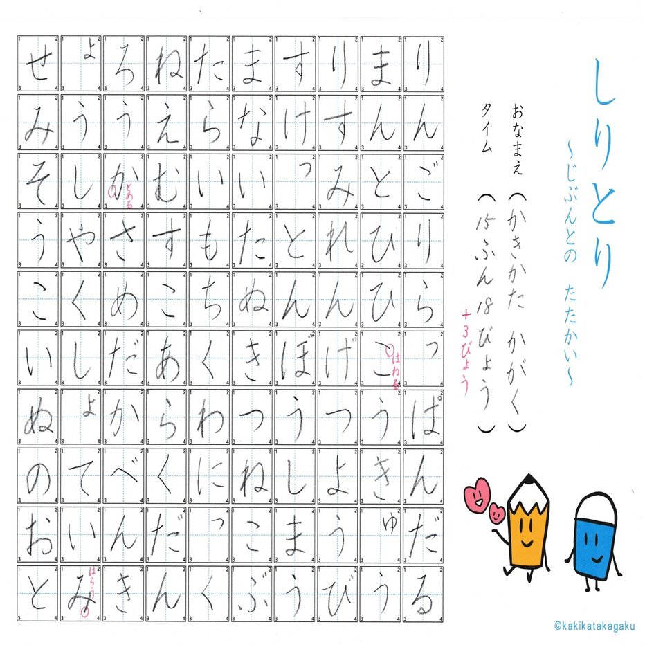 その５ 正しく美しい文字でしりとりしよう しりとり じぶんとのたたかい かきかた科学 Note