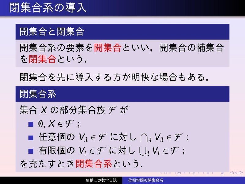 位相空間論 位相空間の閉集合系 龍孫江 りゅうそんこう 可換環論botオペレーター Note
