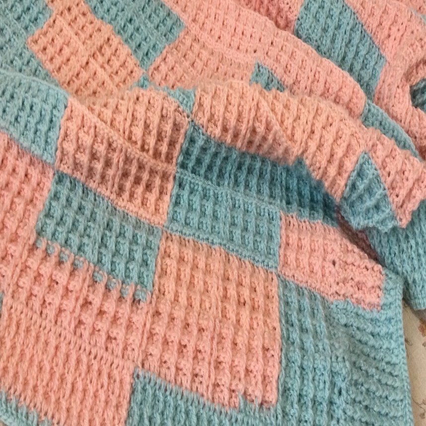 ワッフル編みのブランケット｜ｻﾛﾝ身禮 あかね