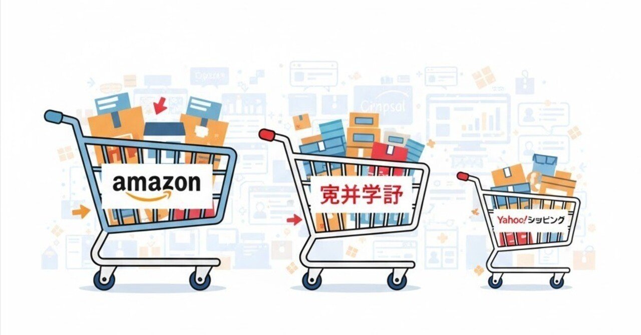 ヤフーショッピングと楽天市場の市場規模の差は約３倍のままか◇楽天６兆円、ヤフー２兆円、アマゾン７兆円◇yahoo 有力店舗の現状｜５０歳で第二の起業・副業・リスタート
