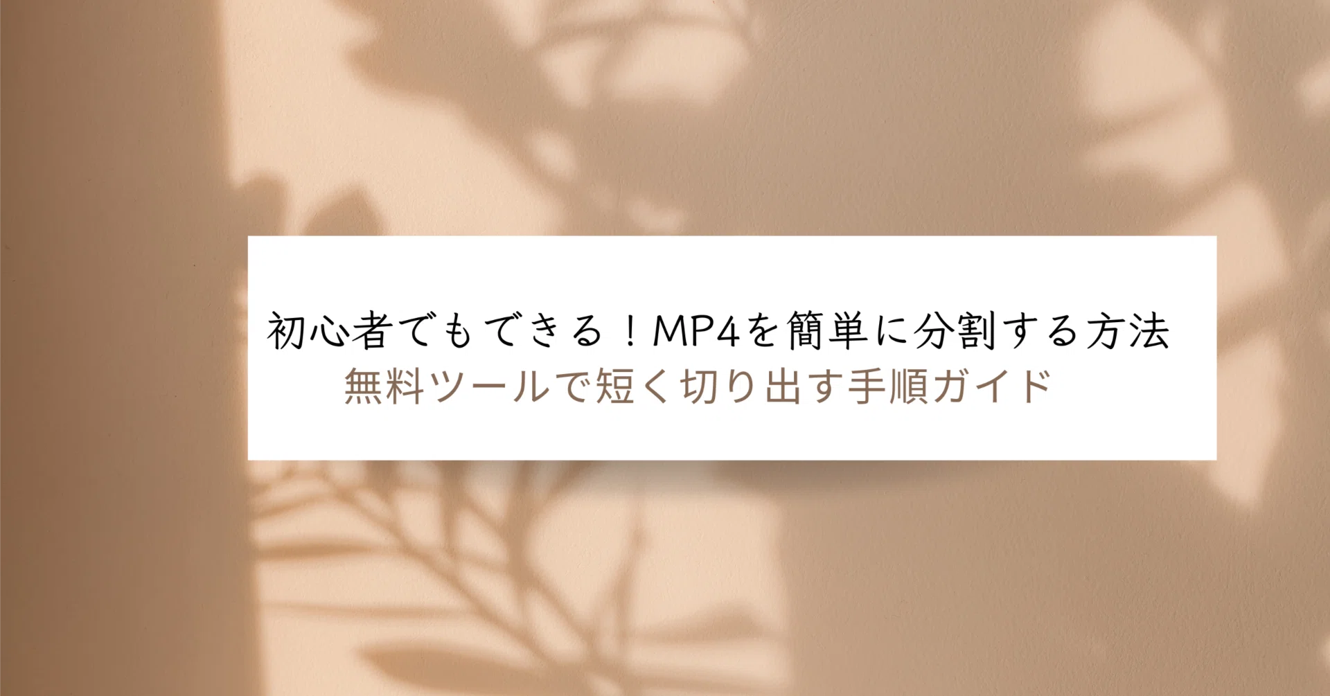 初心者でもできる！MP4を簡単に分割する方法「無料ツールで短く