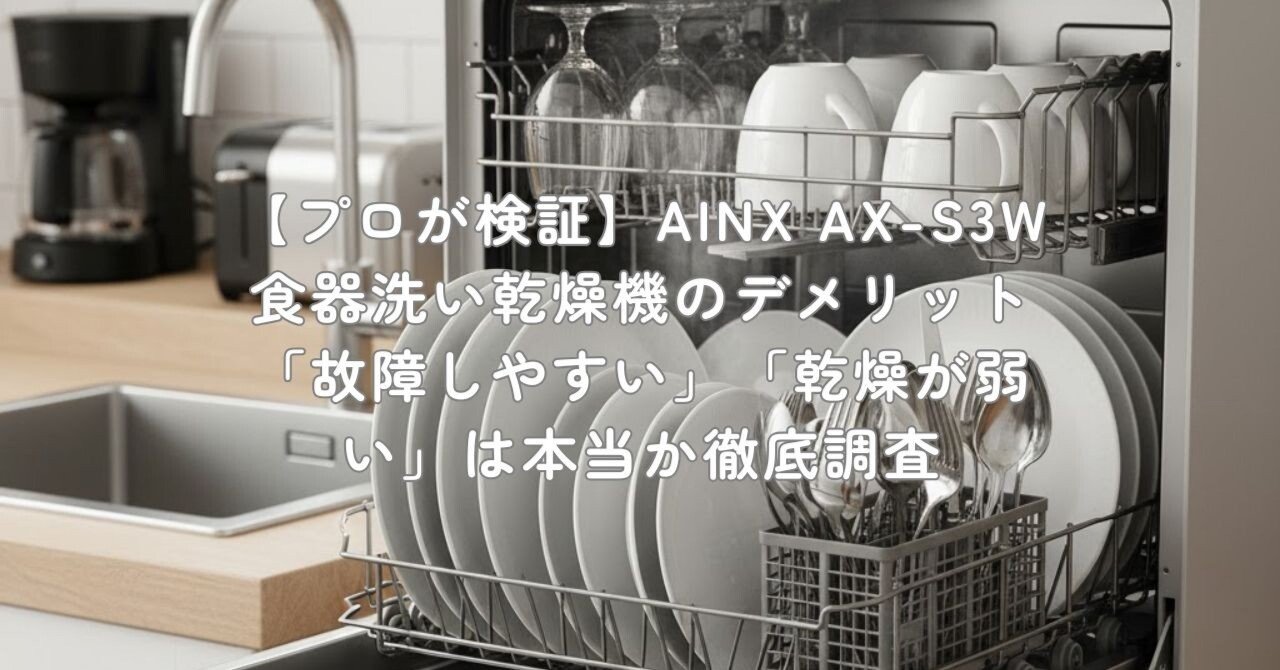 プロが検証】AINX AX-S3W 食器洗い乾燥機のデメリット「故障しやすい