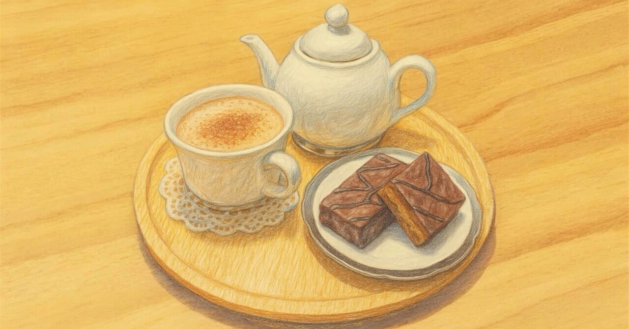 ミルク出しオルヅォモカ(低脂肪乳)とドンキカカオケーキ｜あい