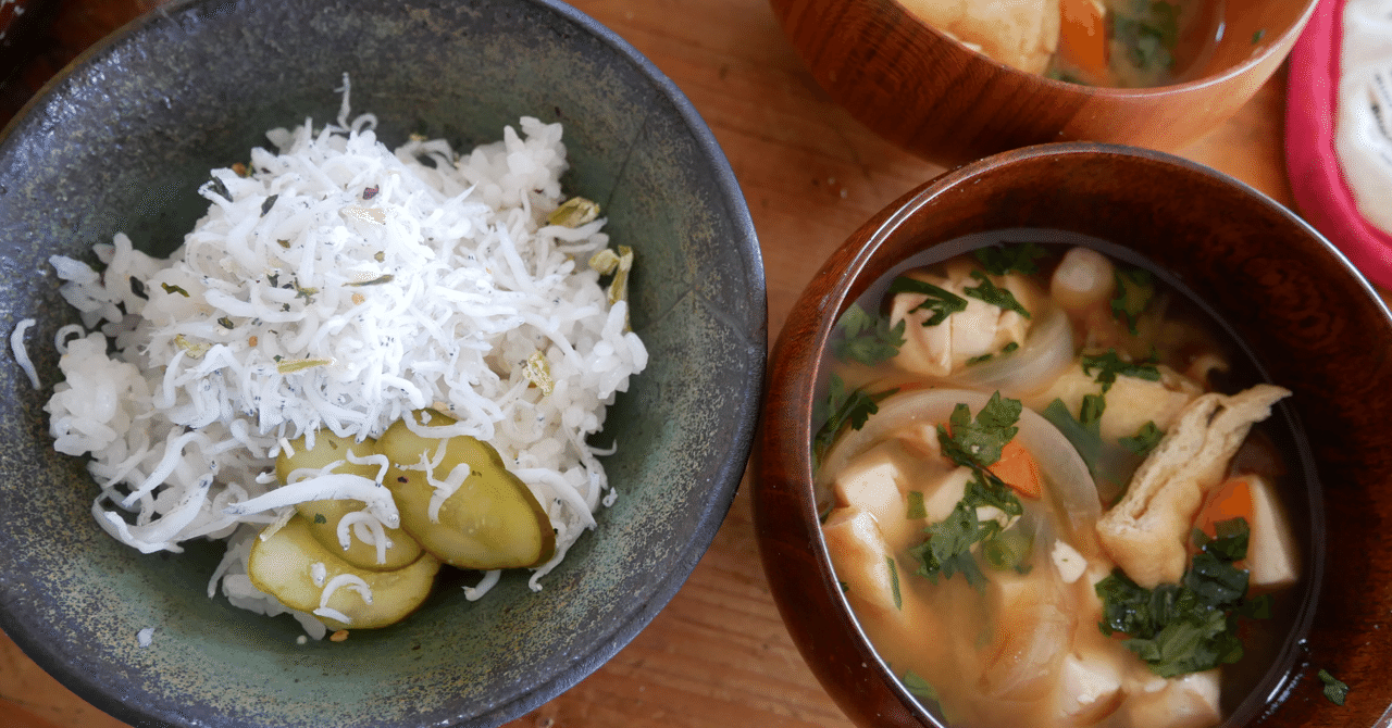 4 10 朝 しらすご飯 具だくさん味噌汁 政治飯 Asaco Note 4 10 朝 しらすご飯 具だくさん味噌汁 政治飯 Asaco Note