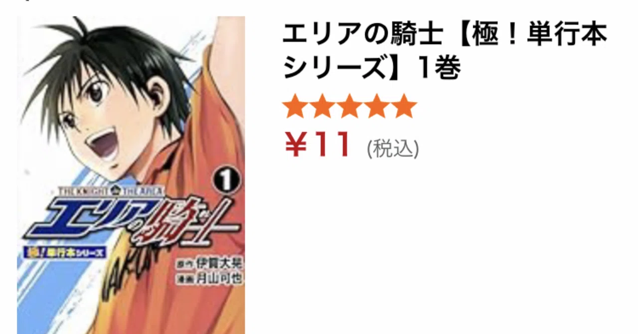 セット627円】超破格！サッカーファン必見マンガ『エリアの騎士