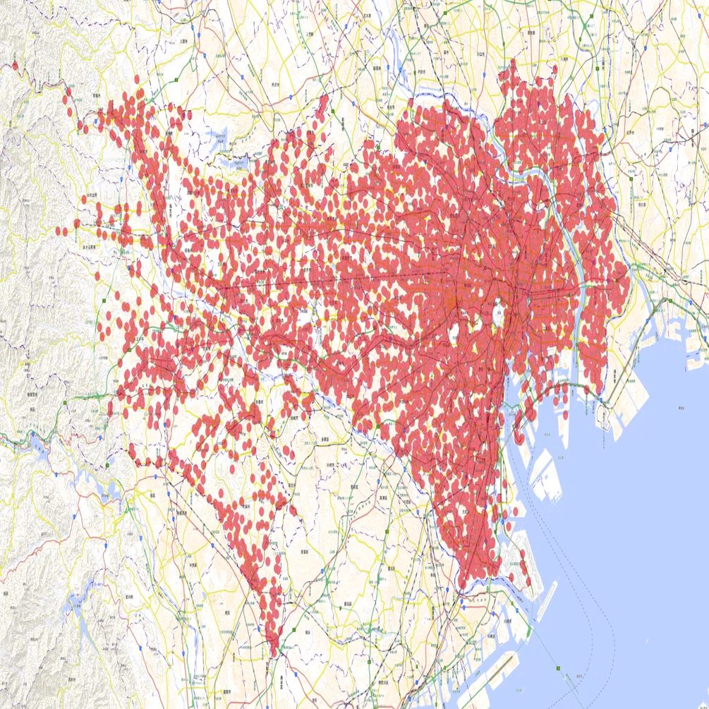 QGIS】 コンビニ大手3社の分布から各社の出店傾向を考えよう！！｜QGIS