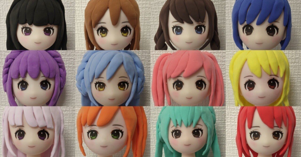 樹脂粘土ドール　　2人一緒に 創作アイドル】百均ドールカスタム！樹脂粘土ヘアとメイク｜涙雨-るう-