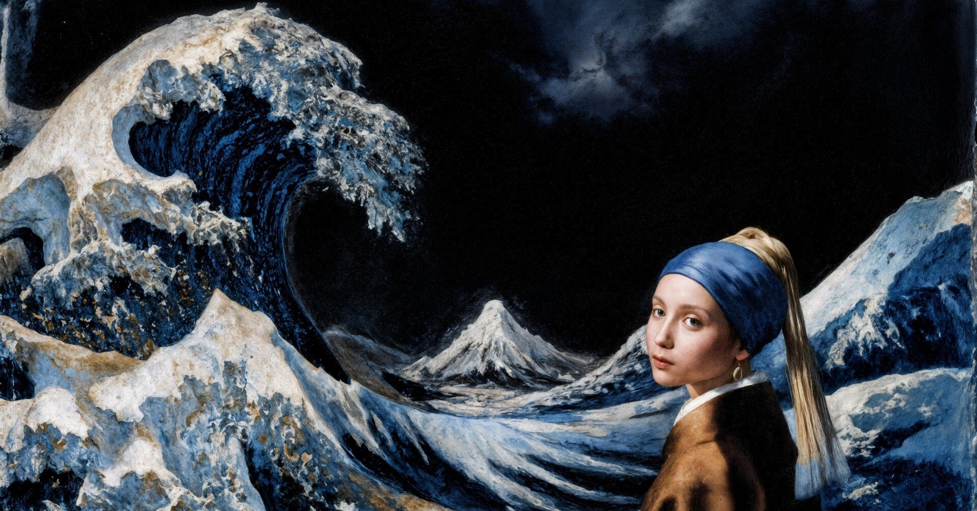 Hokusai × Vermeer – The Stillness Within the Wave（波の中の静寂