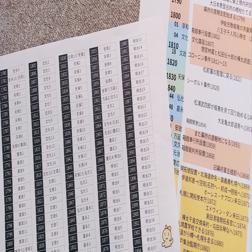 試作】北海道特化の歴史年表作ってみました【A4簡易版】｜古川おかめ