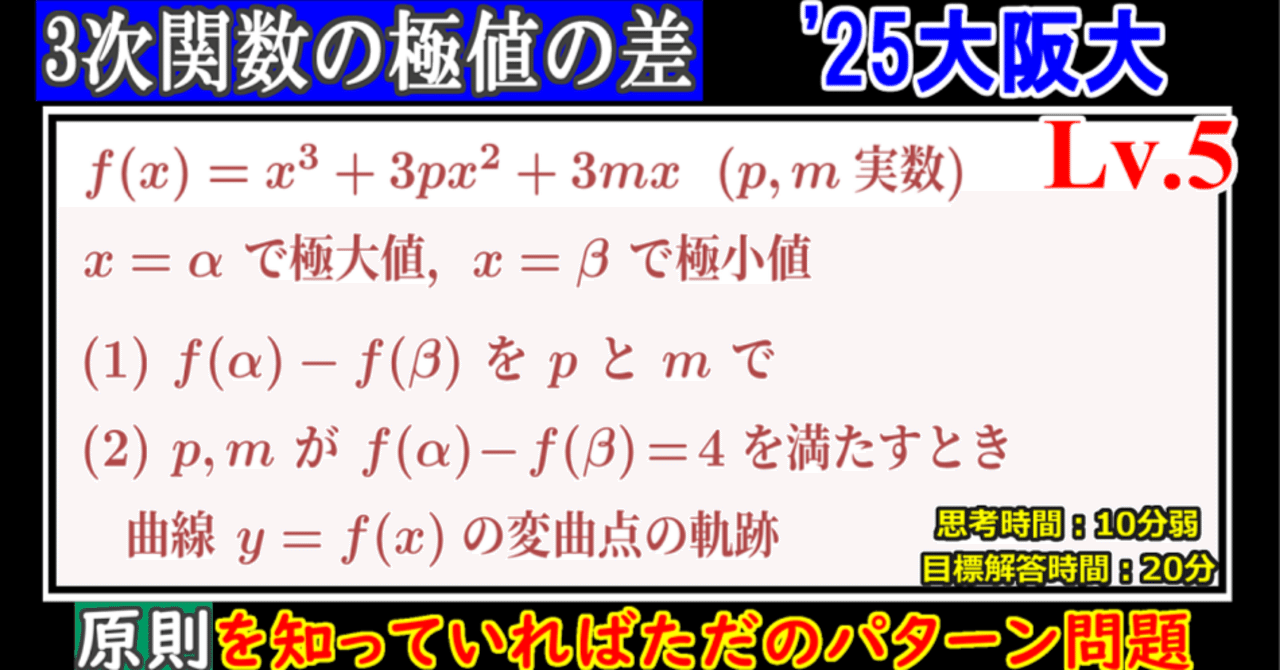 Piece CHECK(2025-78) 3次関数の極値の差と変曲点の軌跡｜東大数学9割のKATSUYAが販売する数学の問題集