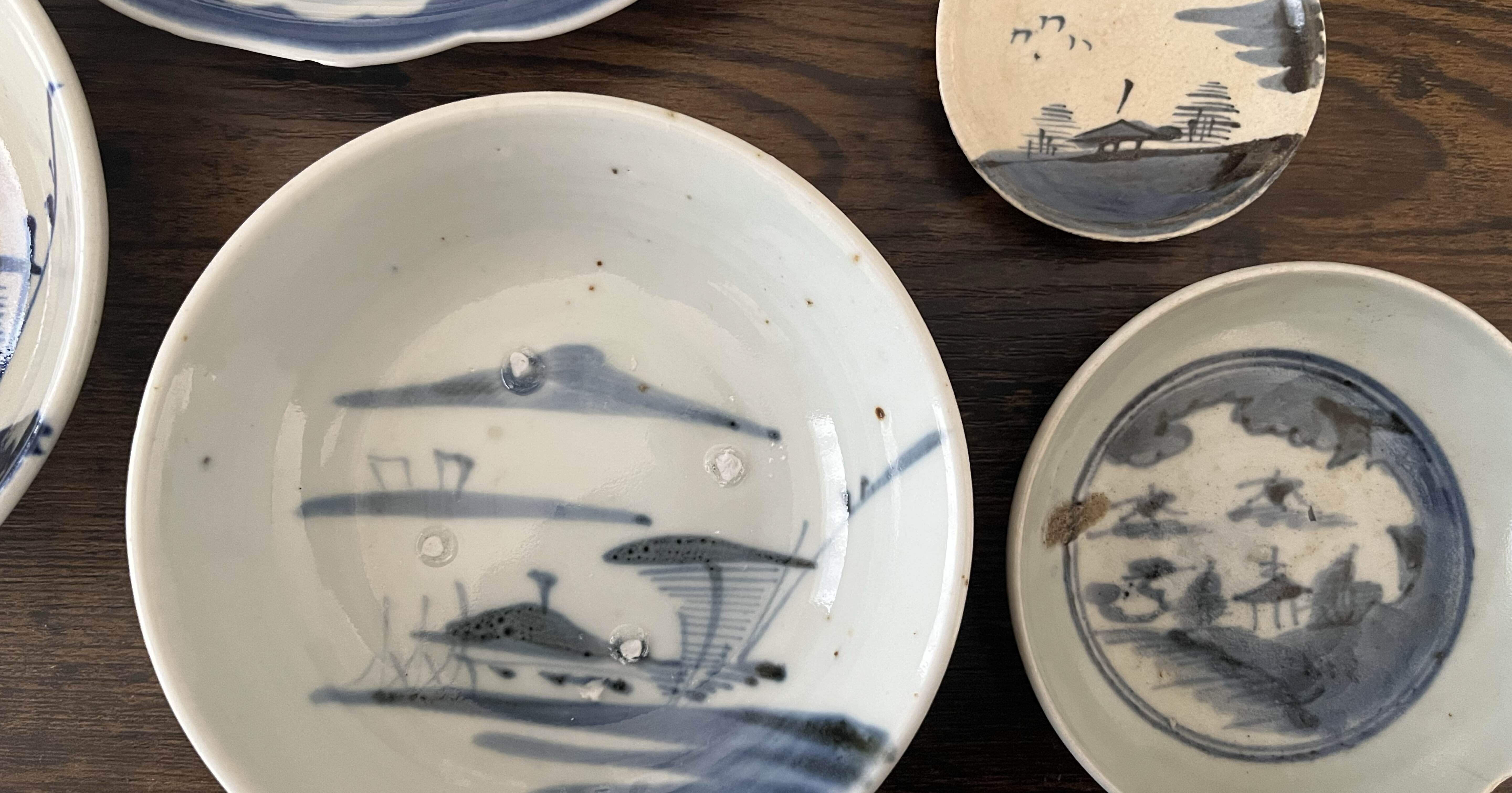 専用 m198 中国唐物 清朝古染付 新渡 南京山水風景図八角大皿 M198 中国唐物 清朝古染付 新渡 南京山水風景図八角大皿