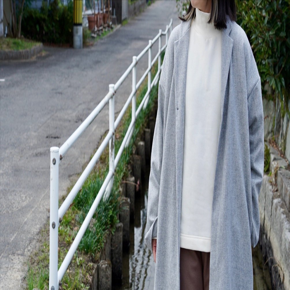 MUYA リバリーコート テーラードコート　グレー MUYA Nylon livery coat Tailored collar - LADER