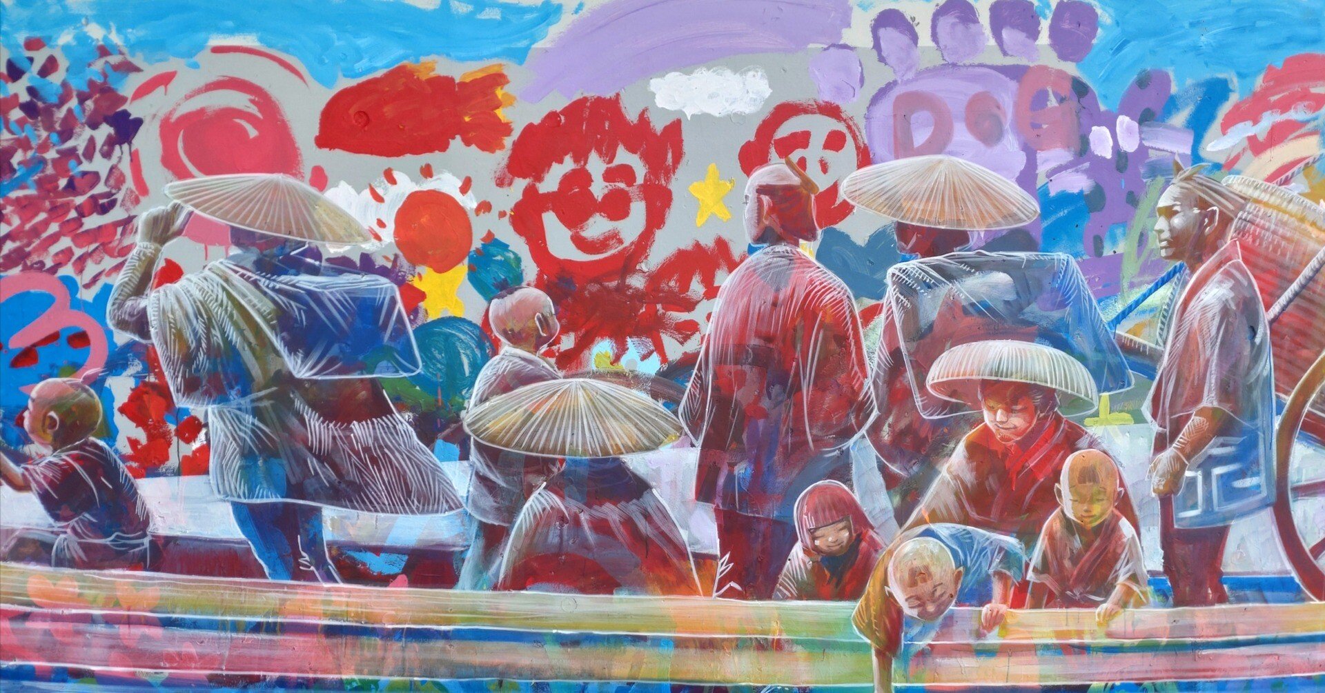 川崎市高津区】国道246号橋脚の壁画アートから浮き上がる100年前「二子