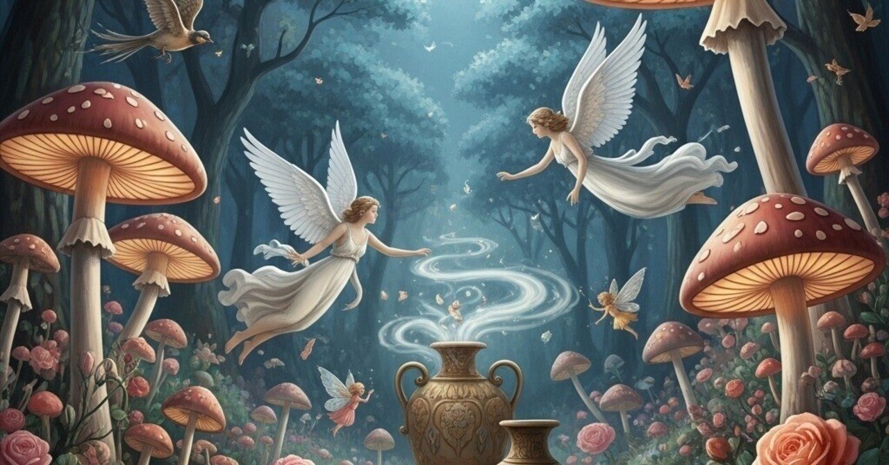 スーパームーン　青い薔薇と天使の絵 薔薇と天使たち19｜俵屋年彦