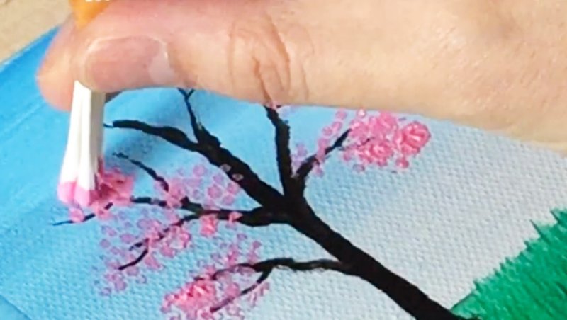 アクリル絵の具を使用した桜の四季の描き方 初心者が簡単に絵を描く方法 Junya Art Note