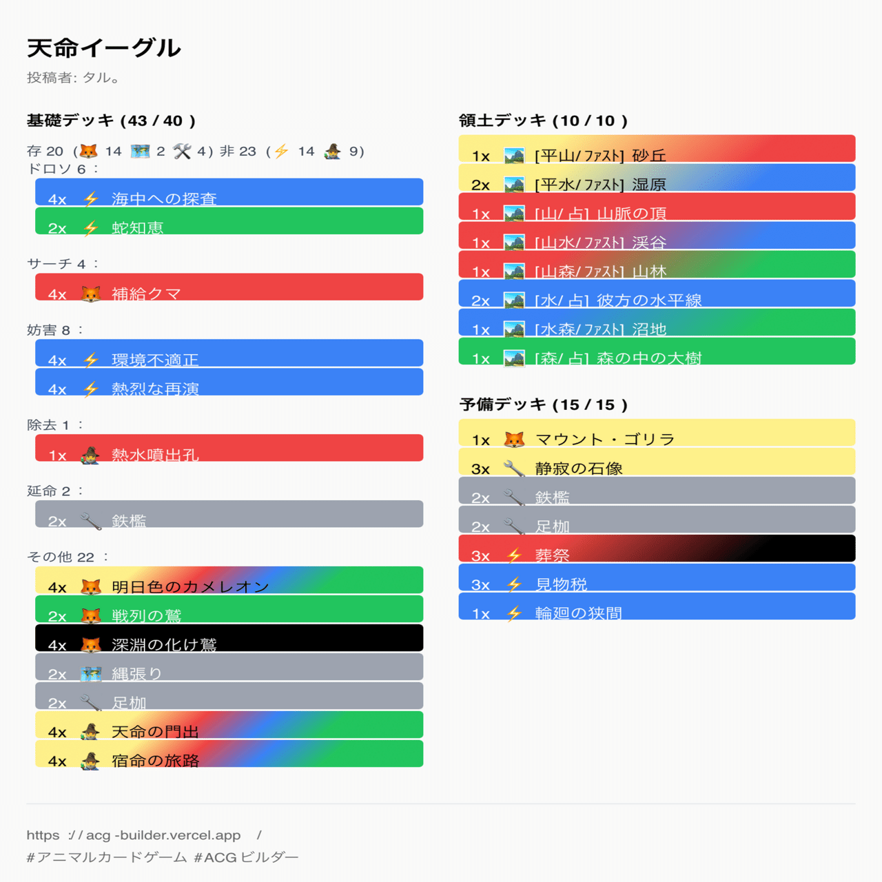 天命イーグル デッキ紹介【アニマルカードゲーム】｜タル。