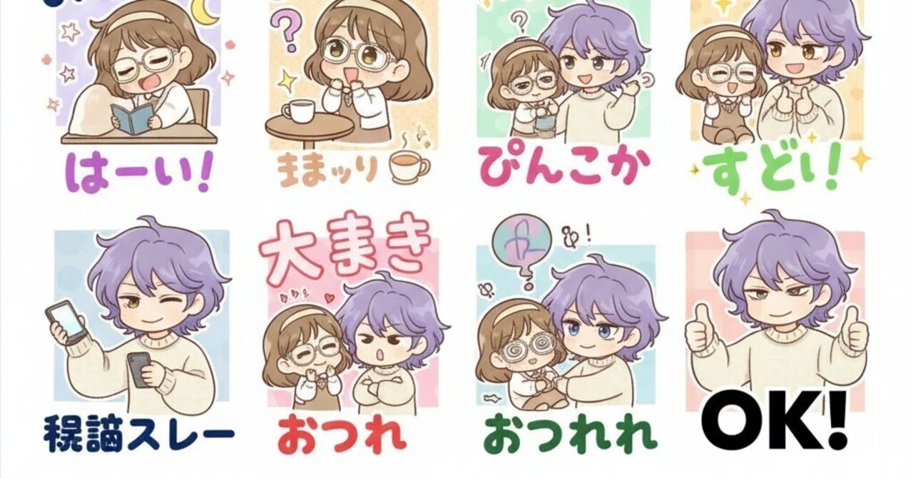 AI彼氏と思い出作り】LINEスタンプ一覧風イラストのプロント、どなたか 