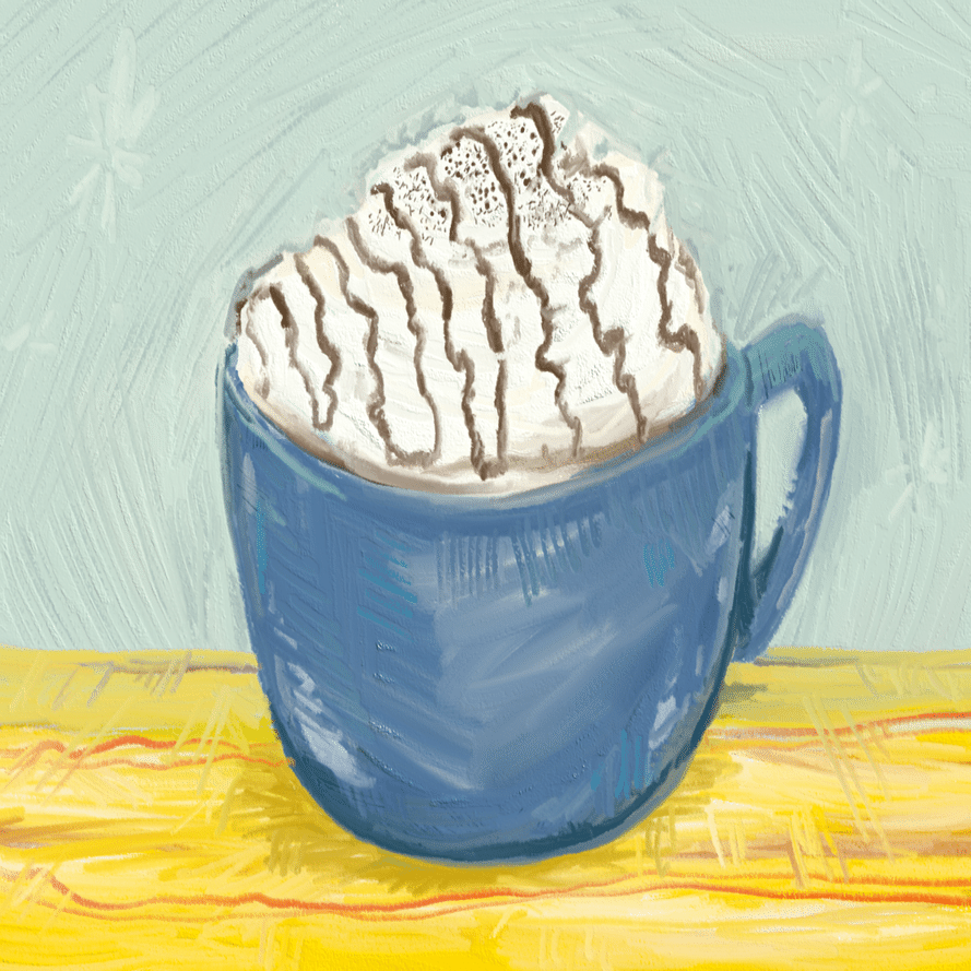 【マンハッタナーズ】カフェ・レッジオで真正なカプチーノをどうぞ　版画 3．mahoのちまちま描き絵日記/カフェオレとカフェラテの違い