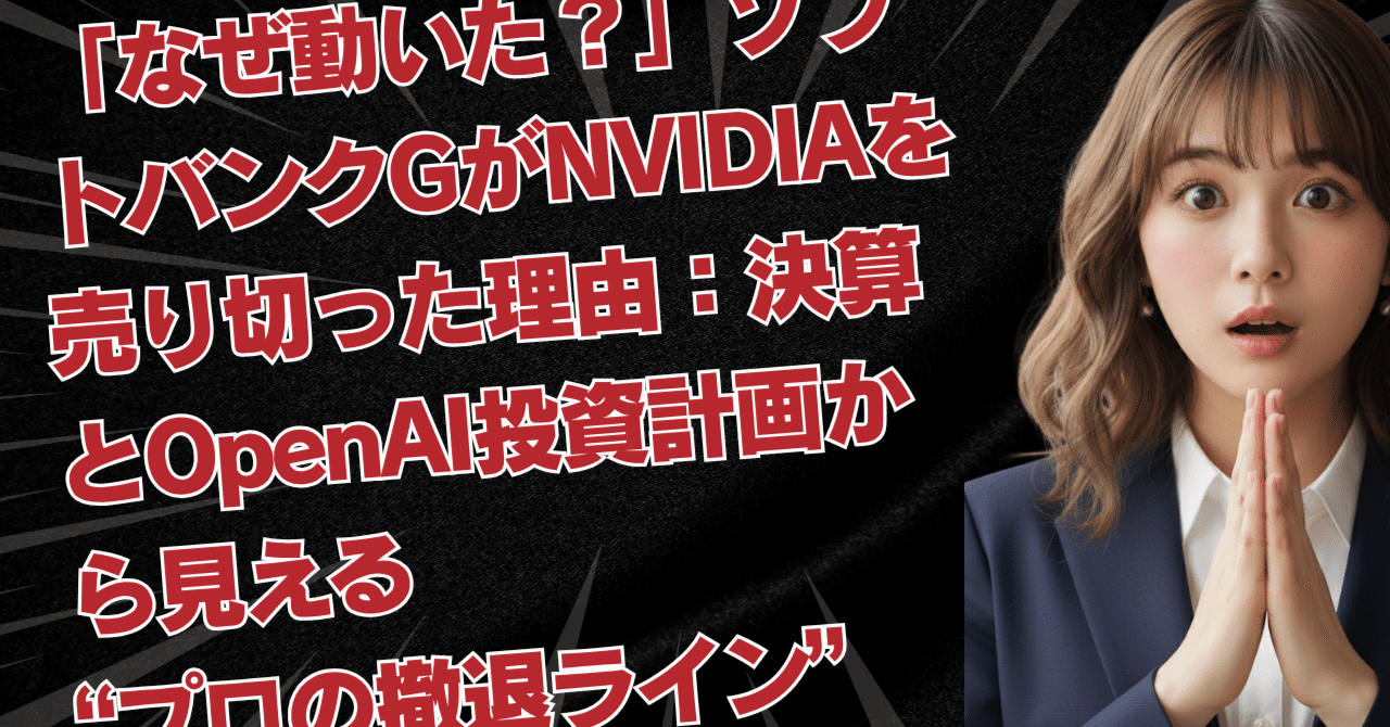 なぜ動いた？」ソフトバンクGがNVIDIA を売り切った理由：決算とOpenAI投資計画から見える“プロの撤退ライン”｜日本個別株デューデリジェンスセンター