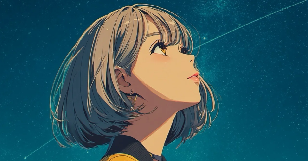 AIイラスト】夜空に願いを込めて【十人十色】｜茉白トキ@十人十色Project