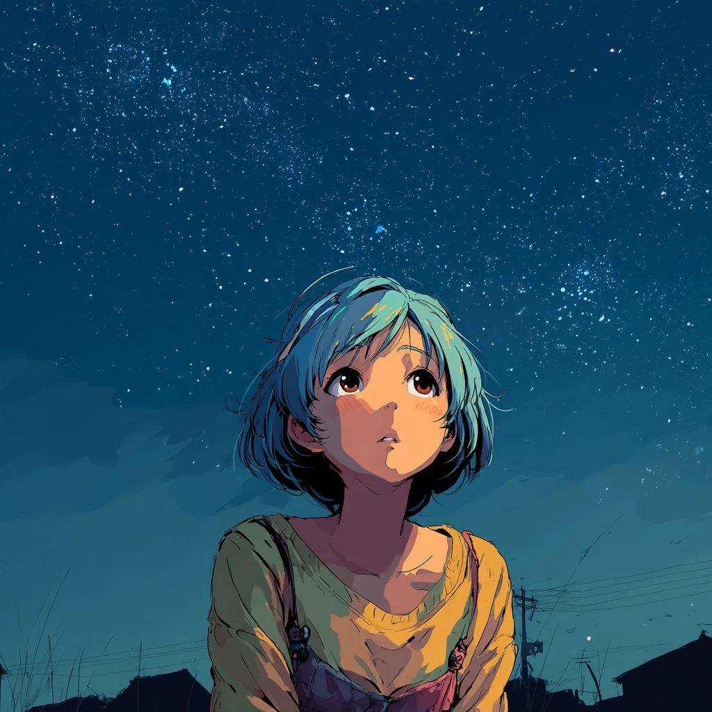AIイラスト】夜空に願いを込めて【十人十色】｜茉白トキ@十人十色Project