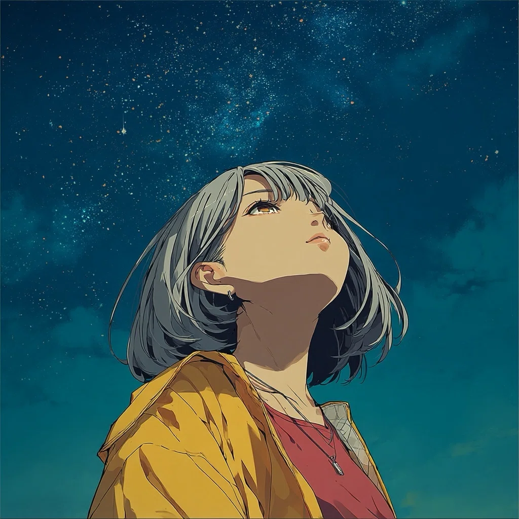 AIイラスト】夜空に願いを込めて【十人十色】｜茉白トキ@十人十色Project